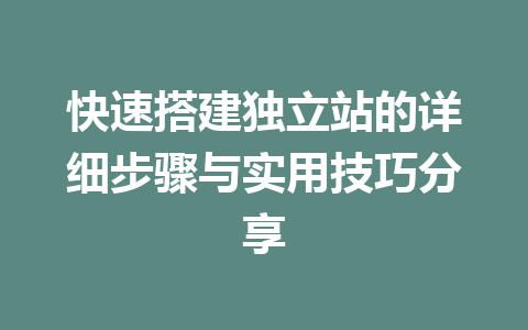 快速搭建独立站的详细步骤与实用技巧分享